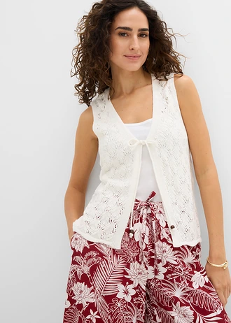 Gebreid ajour vest • wolwit • bonprix online shop
