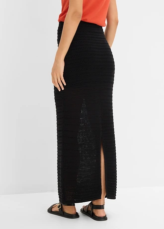 Lange gebreide rok • zwart • bonprix online shop