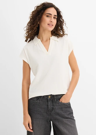 Koszulka polo  z czystej bawełny organicznej • biel wełny • sklep bonprix