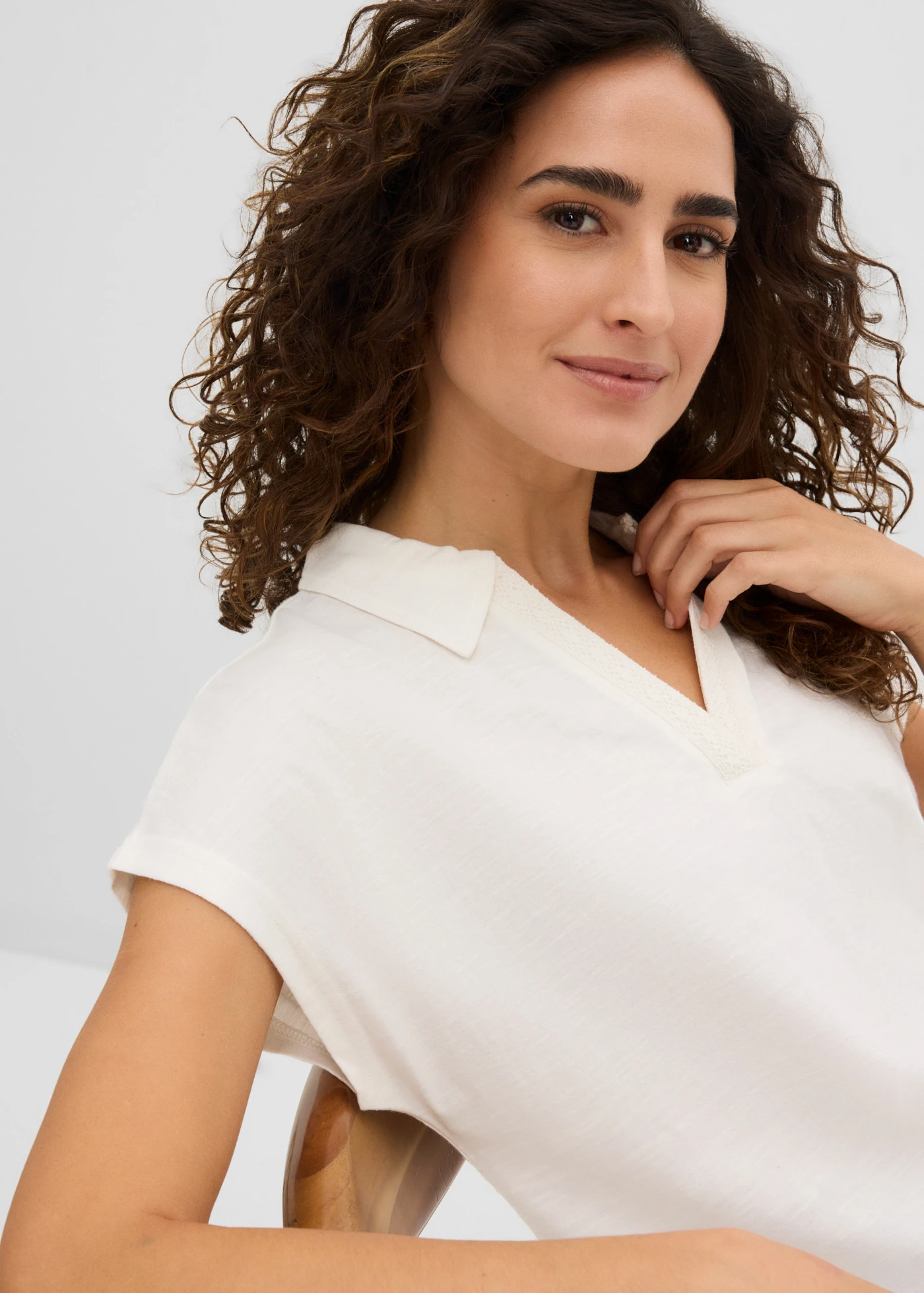 Koszulka polo  z czystej bawełny organicznej • biel wełny • sklep bonprix