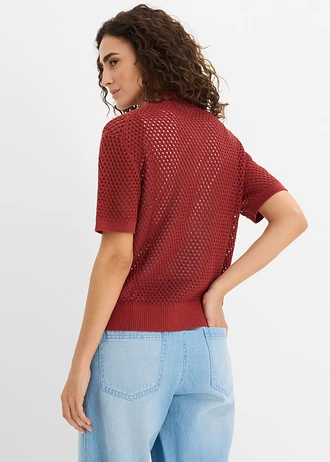 Ajour vest, Kleur: woestijnrood