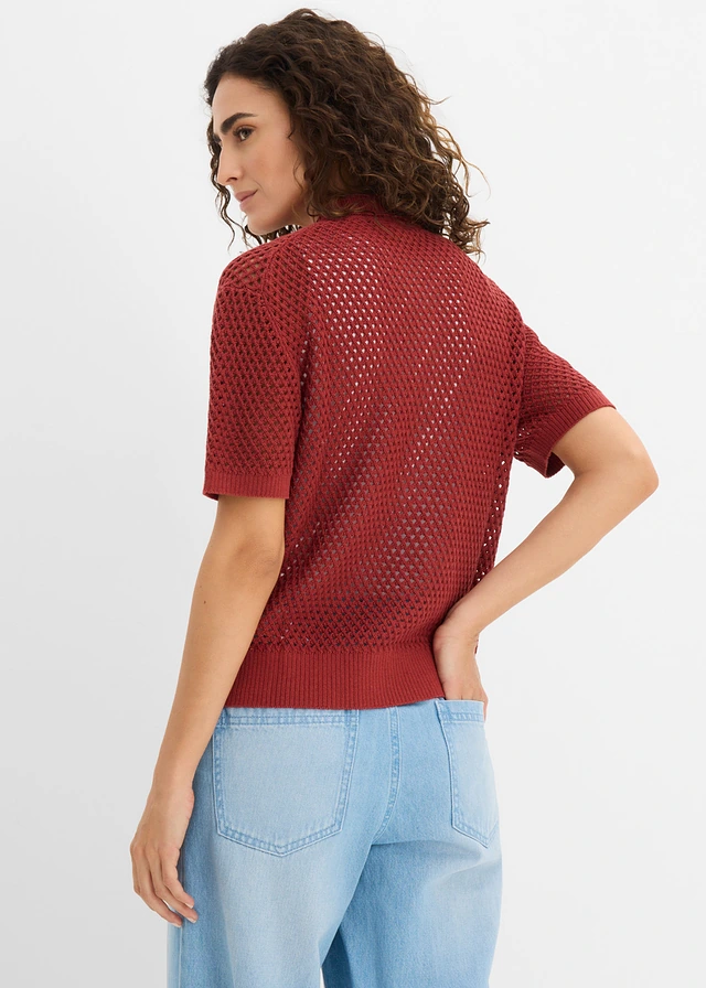 Ajour vest, Kleur: woestijnrood