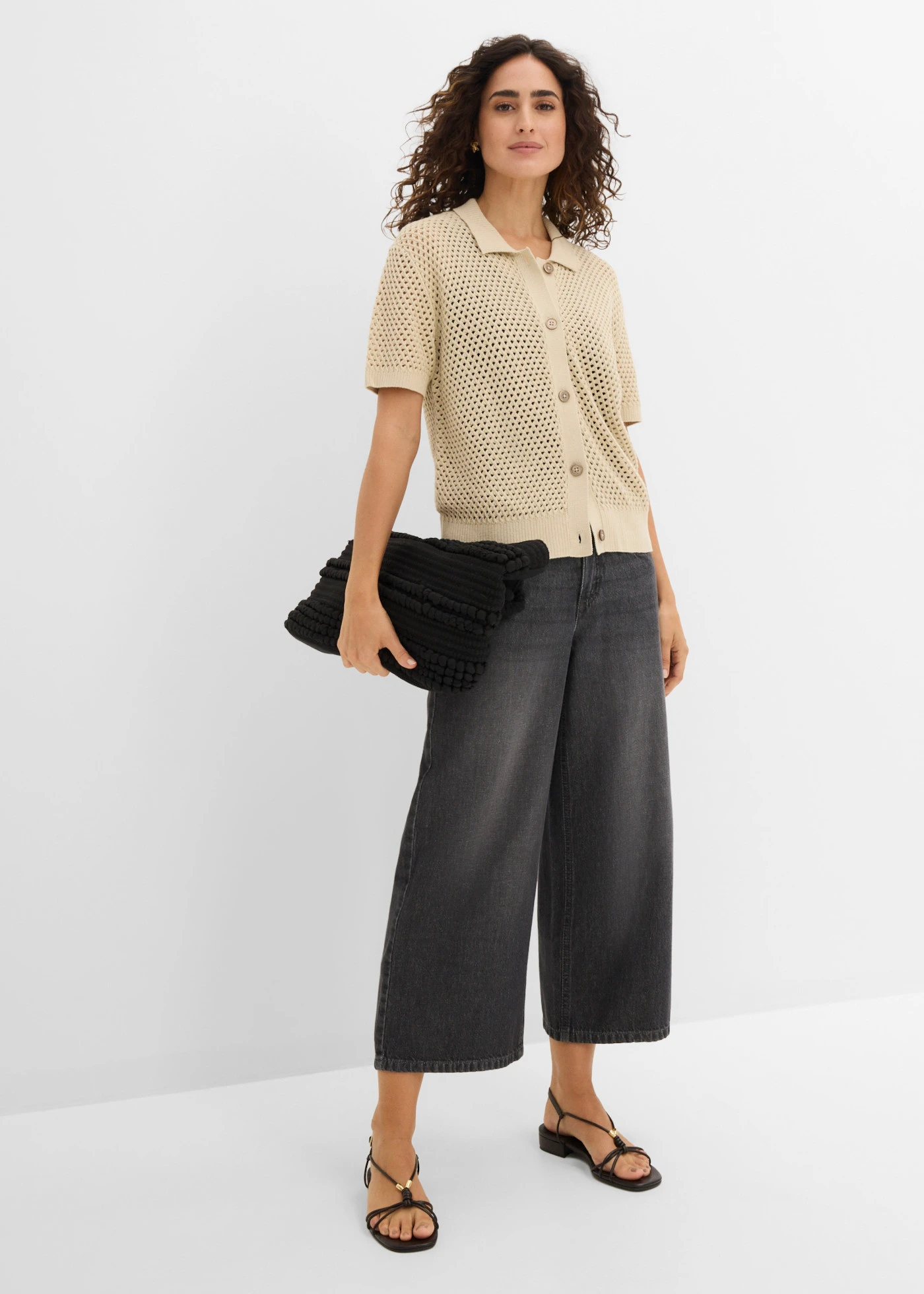 Ažúrový pletený sveter • svetlopiesková • obchod bonprix