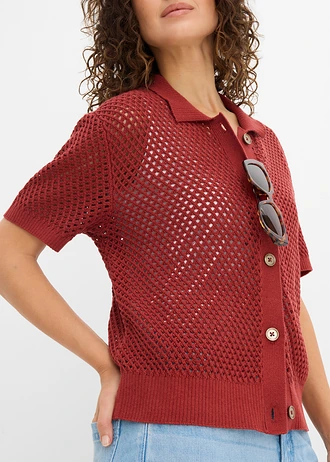 Gilet en maille ajourée • rouge désert • Boutique bonprix