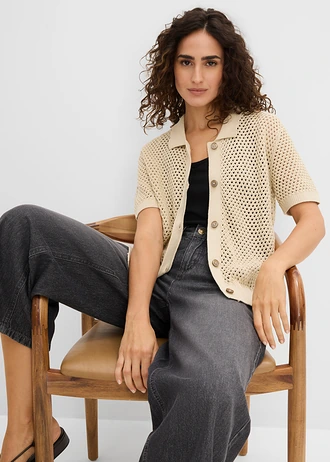 Ajour vest • lichtsand • bonprix online shop