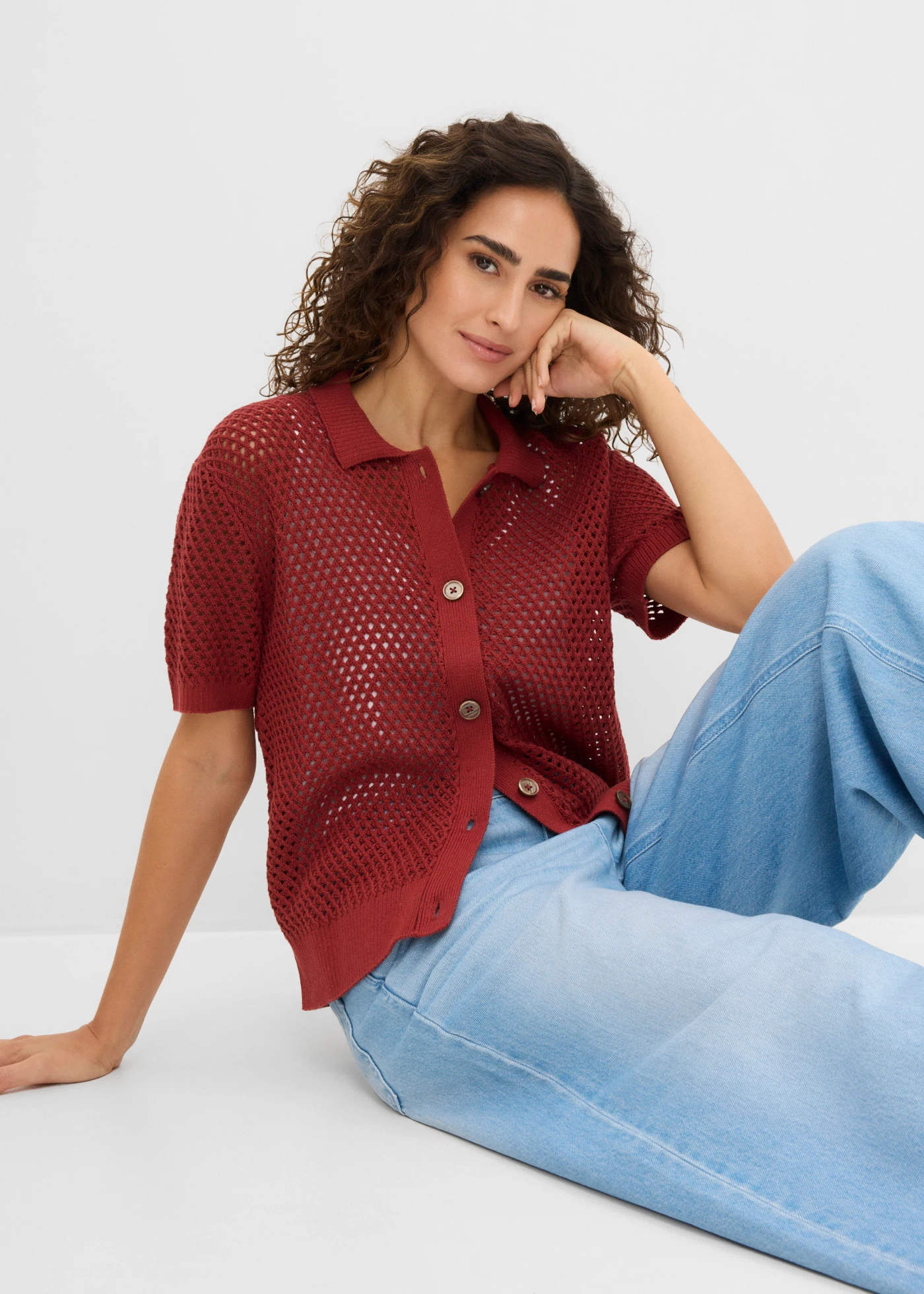 Ajour vest • woestijnrood • bonprix online shop