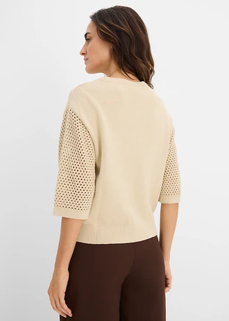 Pull en coton majoritaire • sable clair • Boutique bonprix