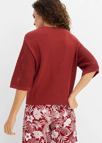 Sweter z mieszanki bawełny • czerwony pustynny • sklep bonprix