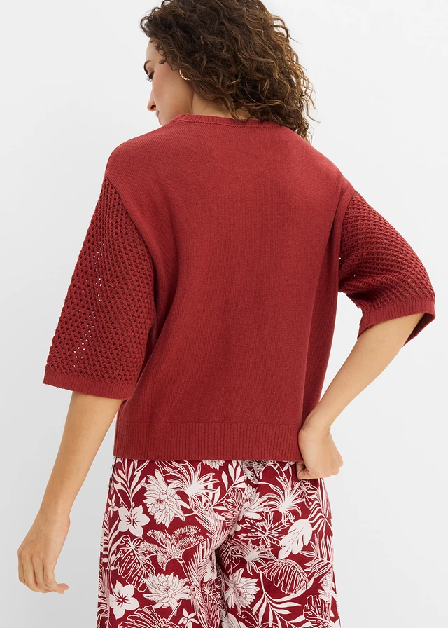 Pull en coton majoritaire, Couleur: rouge désert
