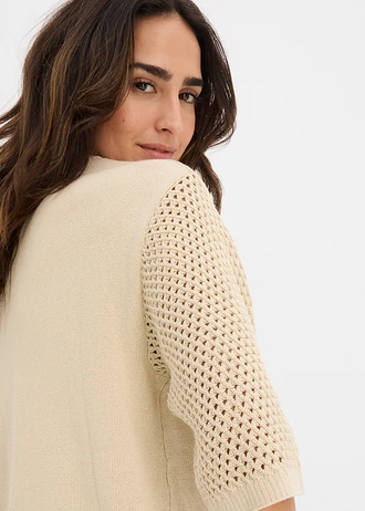 Trui in een katoenmix • lichtsand • bonprix online shop