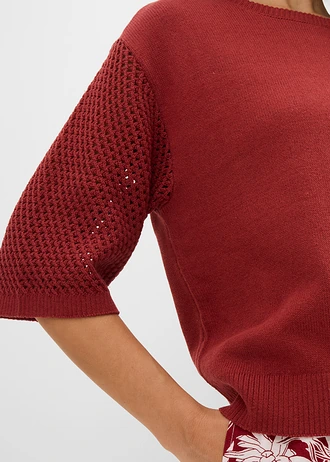 Sweter z mieszanki bawełny • czerwony pustynny • sklep bonprix