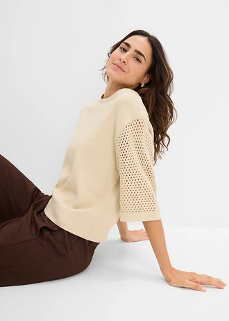 Pull en coton majoritaire • sable clair • Boutique bonprix