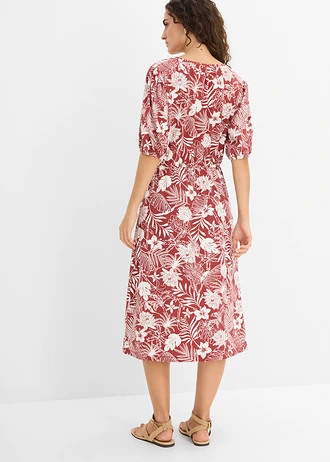 Sukienka z dżerseju z miękkiej mieszanki wiskozy • czerwony pustynny-biel wełny z nadrukiem • sklep bonprix