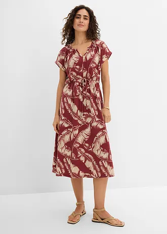 Robe en jersey fluide, Couleur: rouge désert-sable clair imprimé