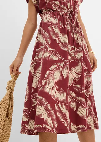 Jersey jurk van soepele viscosemix • woestijnrood/lichtsand gedessineerd • bonprix online shop