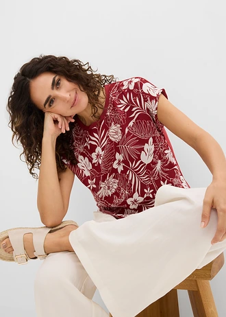 Tricou din material cu viscoză • față: roșu oxid-ecru cu imprimeu, spate: roșu oxid uni • magazin bonprix