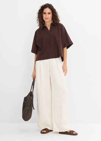 Blouse longue 100% coton • marron foncé • Boutique bonprix