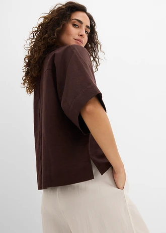 Blouse longue 100% coton • marron foncé • Boutique bonprix