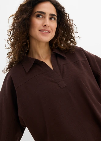 Blouse longue 100% coton • marron foncé • Boutique bonprix