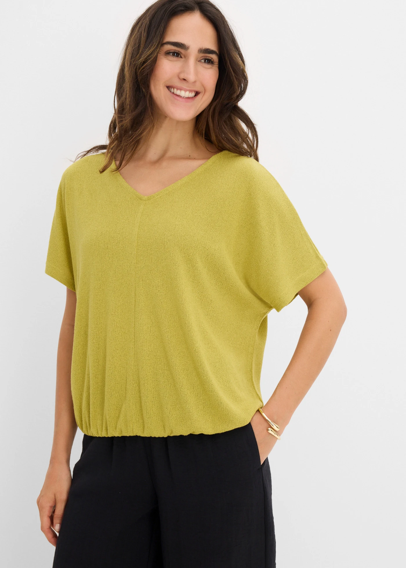 Shirt in gebreide look • cactusgroen • bonprix online shop