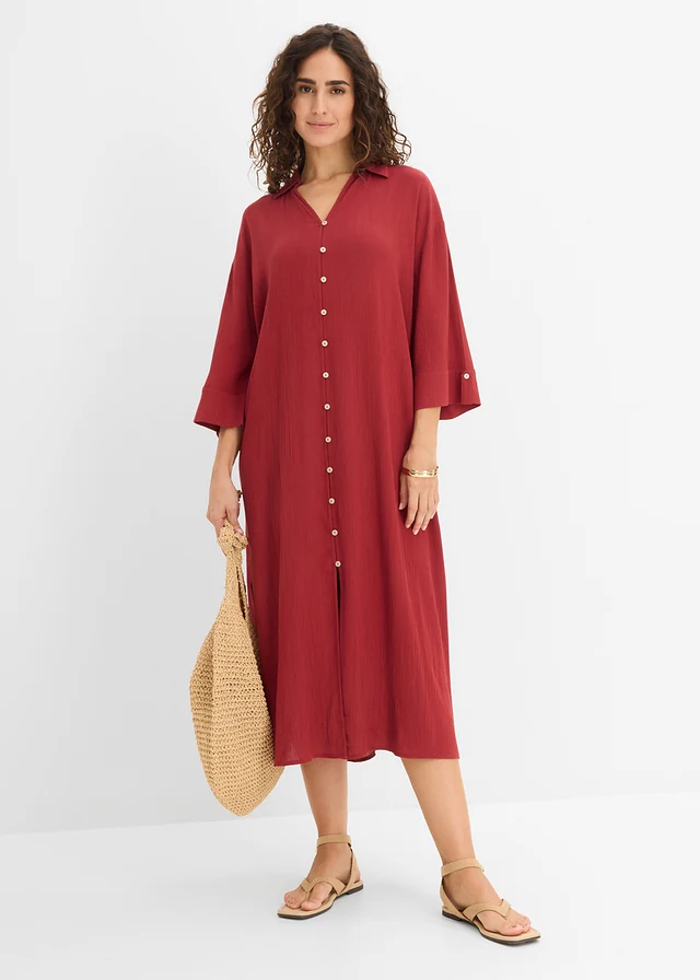Rochie tip caftan din viscoză fluidă • roșu oxid • magazin bonprix