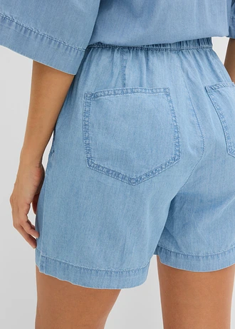 Džínové šortky, Mid Waist, pohodlný pas • světle modrý denim used • bonprix obchod