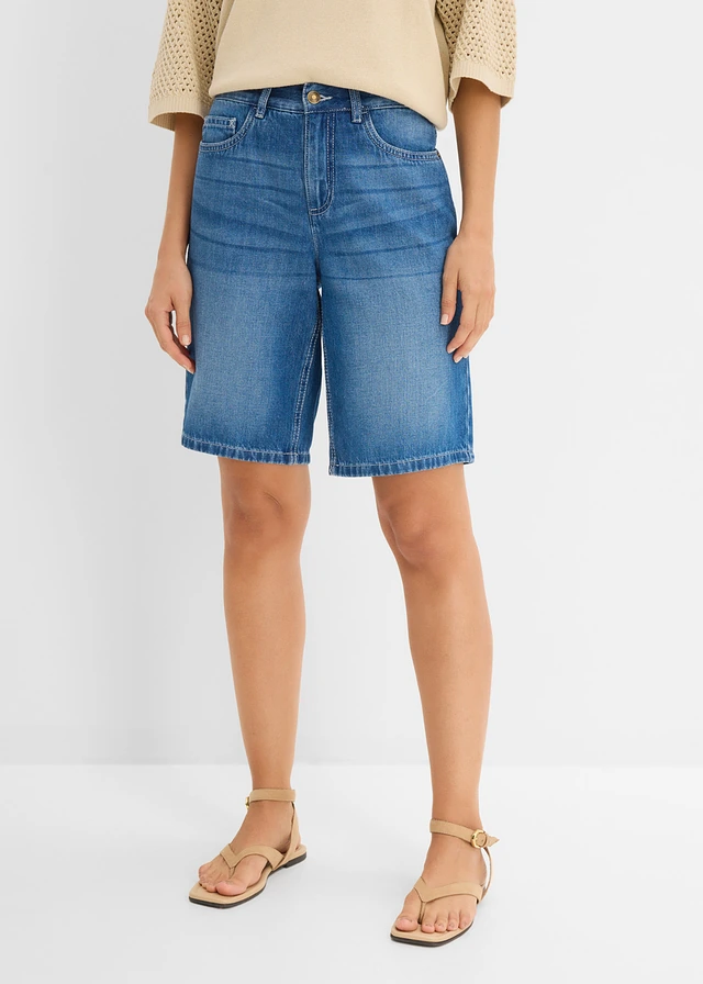 Bermuda en jean, taille mi-haute élastiquée