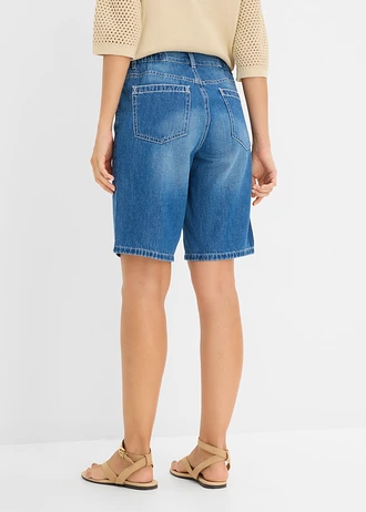 Džínsové bermudy, Mid Waist, pohodlný pás, farba: modrá denim used