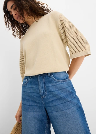 Bermude de blugi Mid Waist, talie comodă • albastru stone uzat • magazin bonprix