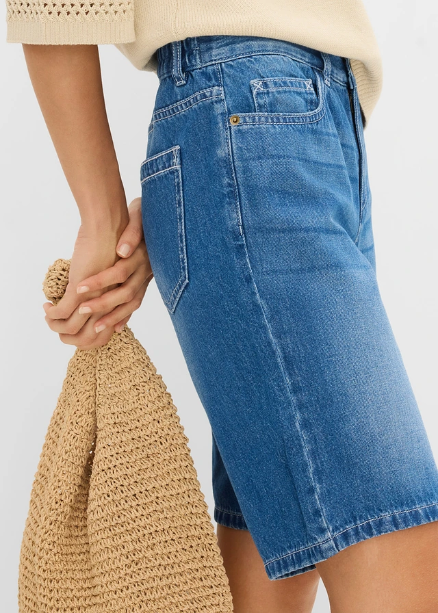 Bermude de blugi Mid Waist, talie comodă • albastru stone uzat • magazin bonprix