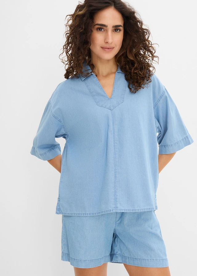 Blouse en jean, Couleur: bleu glacier denim used