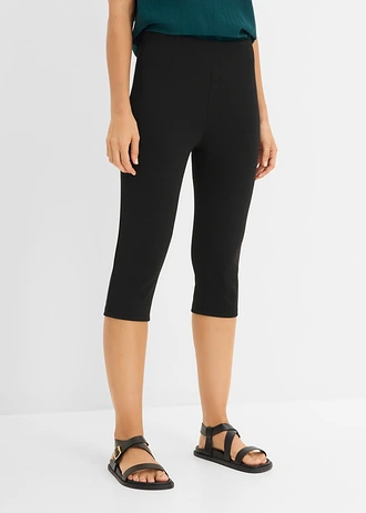 Pantaloni capri din material Punto di Roma • negru • magazin bonprix