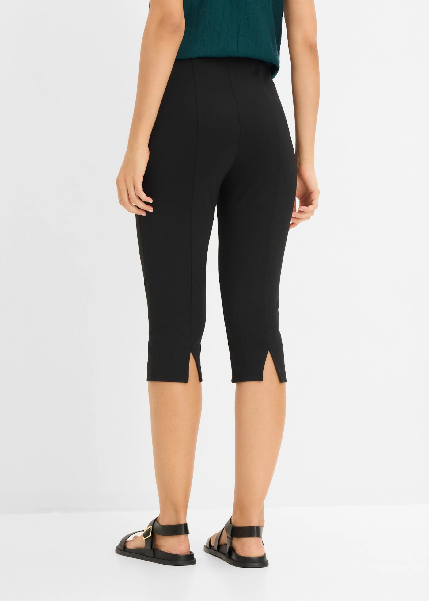 Pantaloni capri din material Punto di Roma • negru • magazin bonprix