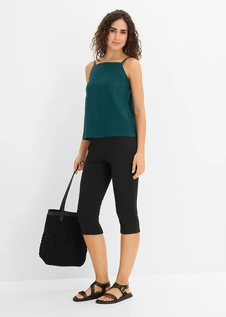 Pantaloni capri din material Punto di Roma, culoare: negru