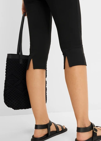 Spodnie rybaczki z dzianiny punto di roma • czarny • sklep bonprix