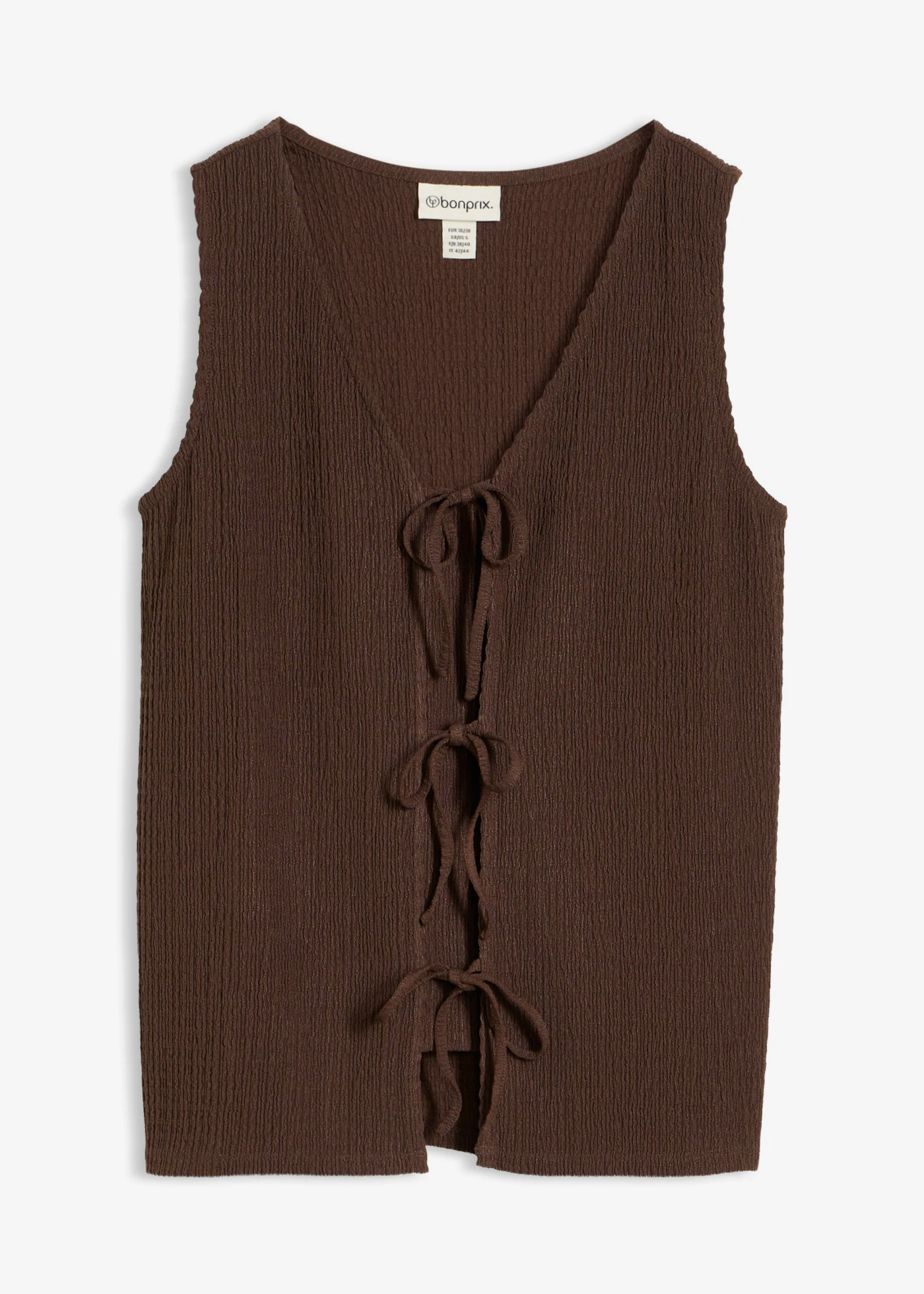 Top van gestructureerde stof • donkerbruin • bonprix online shop