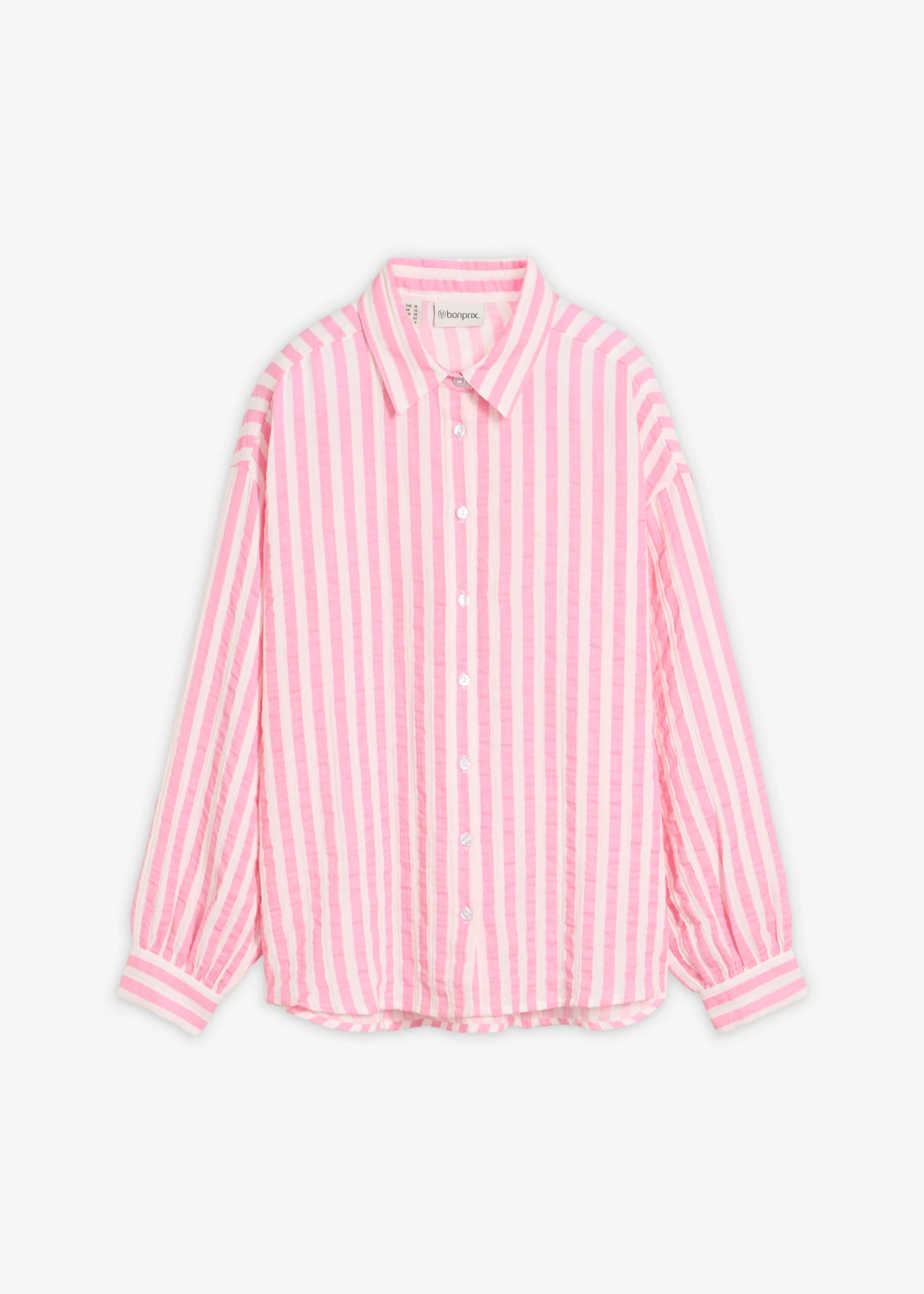 Mousseline overhemdblouse van puur katoen • roze-wolwit gestreept • bonprix online shop