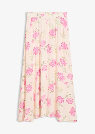 Maxirok van viscose, Kleur: lichtroze-pinklady gebloemd
