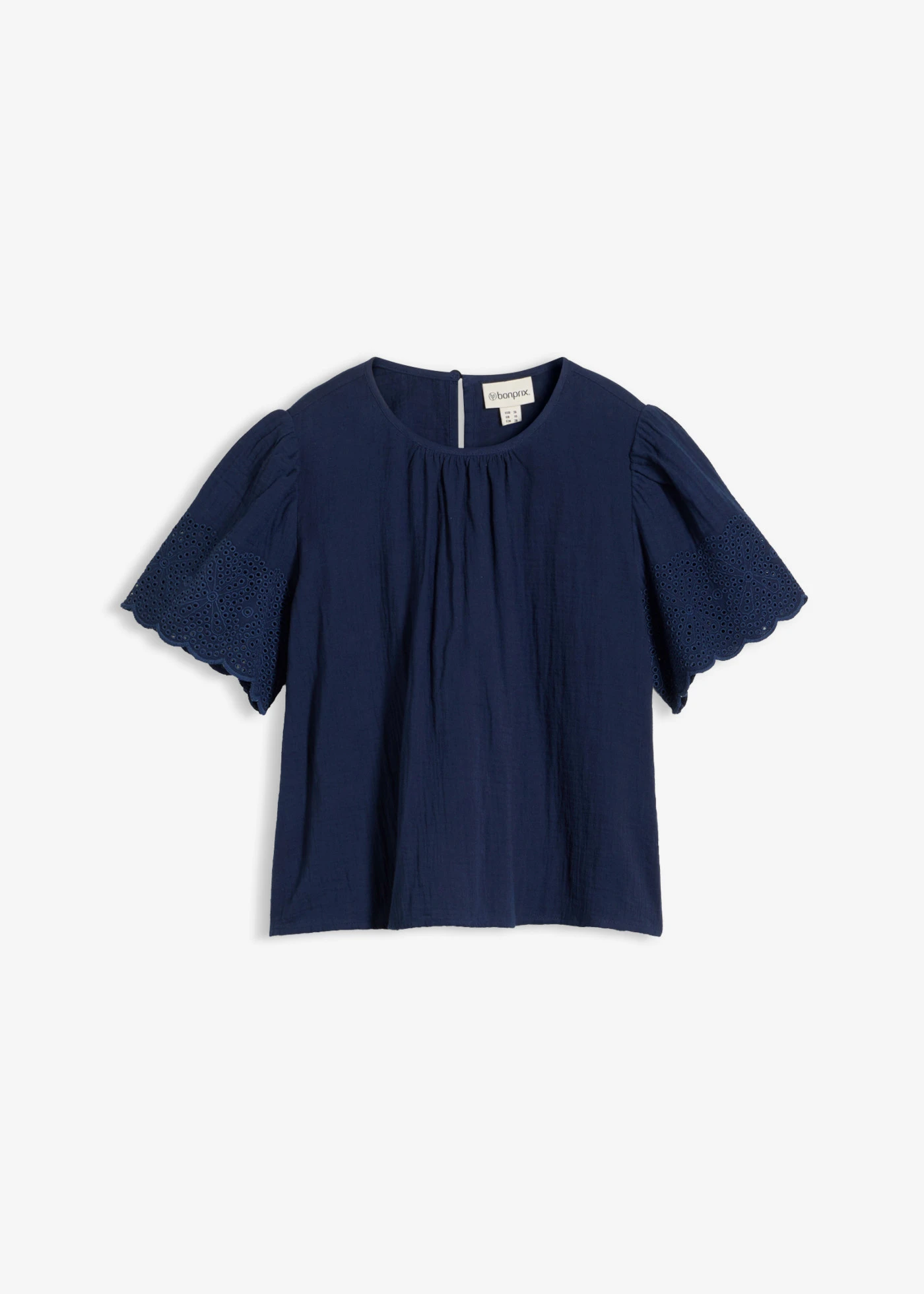 Blouse met korte mouwen van luchtige mousseline • donkerblauw • bonprix online shop