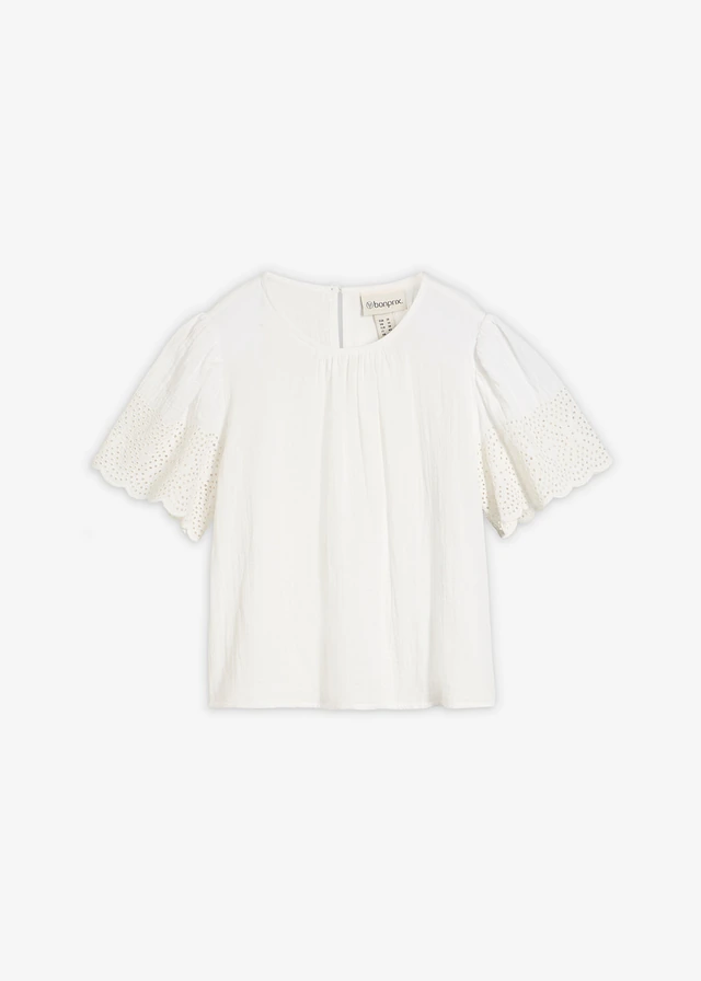 Blouse met korte mouwen van luchtige mousseline