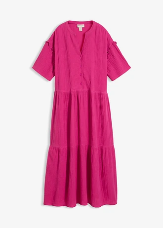 Robe midi en gaze de coton douce • rose/fuchsia • Boutique bonprix