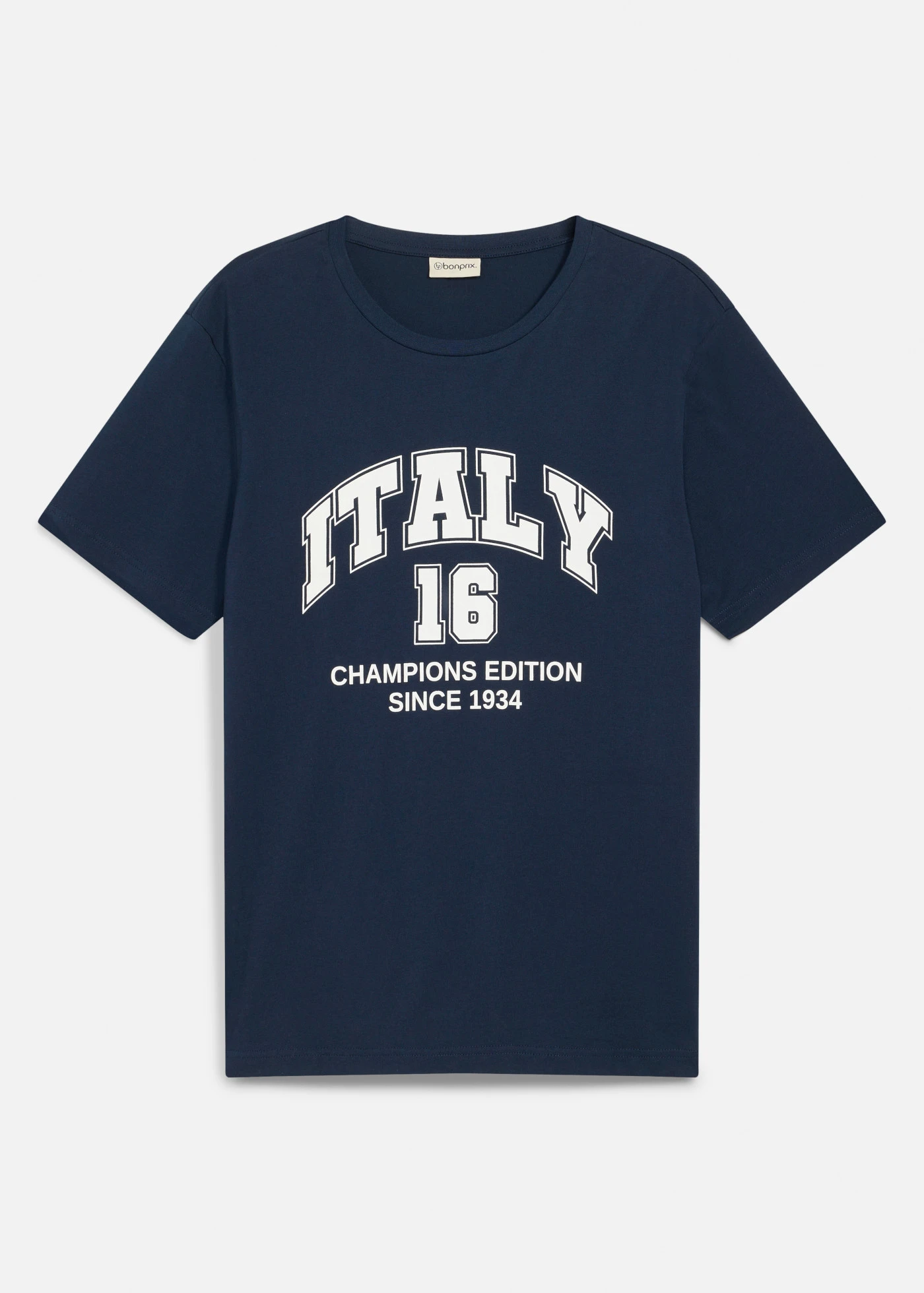 T-shirt z napisem Italy, z czystej bawełny • niebieski atramentowy z nadrukiem • sklep bonprix