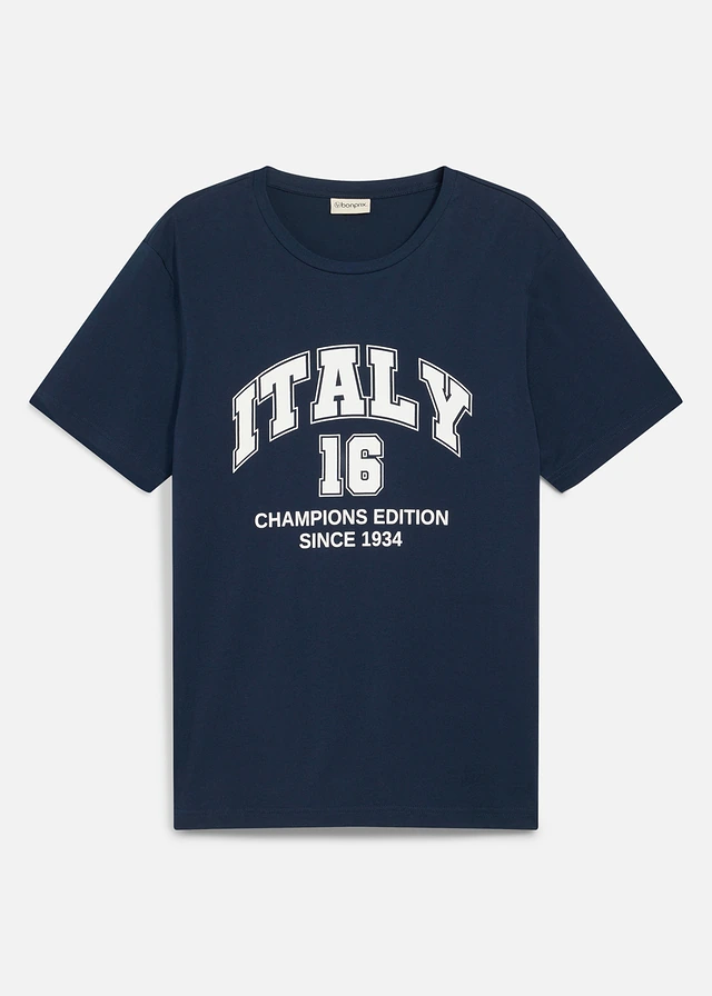 Tricou Italy din bumbac 100% • albastru-cerneală cu imprimeu • magazin bonprix