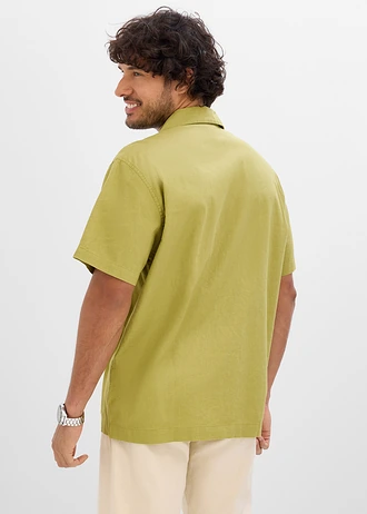 Chemise manches courtes légère, ample, Couleur: olive doré