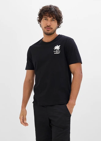 T-shirt van puur katoen • zwart met print • bonprix online shop