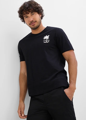T-shirt van puur katoen • zwart met print • bonprix online shop
