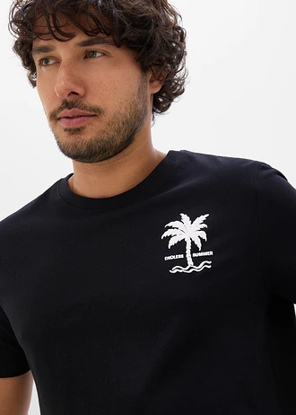 T-shirt z czystej bawełny • czarny z nadrukiem • sklep bonprix