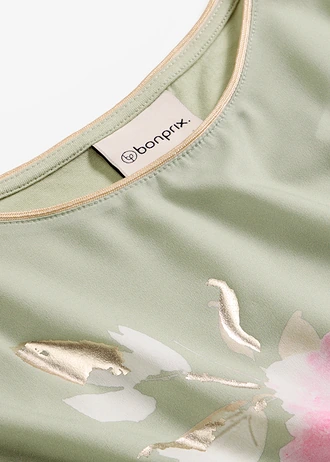 T-shirt à empiècement tissé • vert pâle • Boutique bonprix