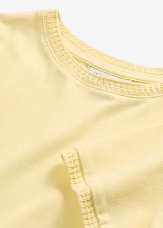 Shirt met kanten rand • lichtgeel • bonprix online shop
