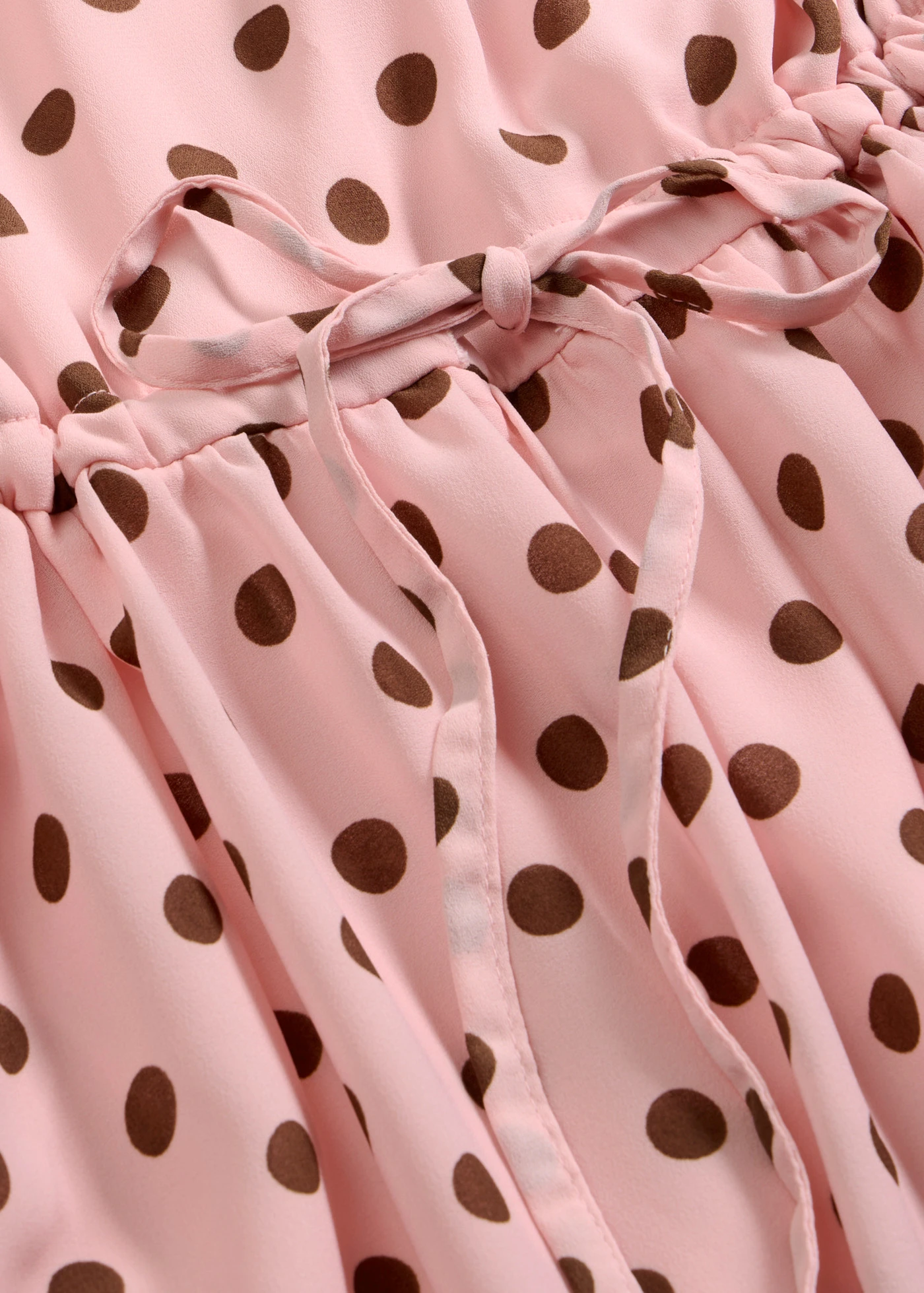 Robe midi avec lien à nouer • rose cendré pois marron • Boutique bonprix